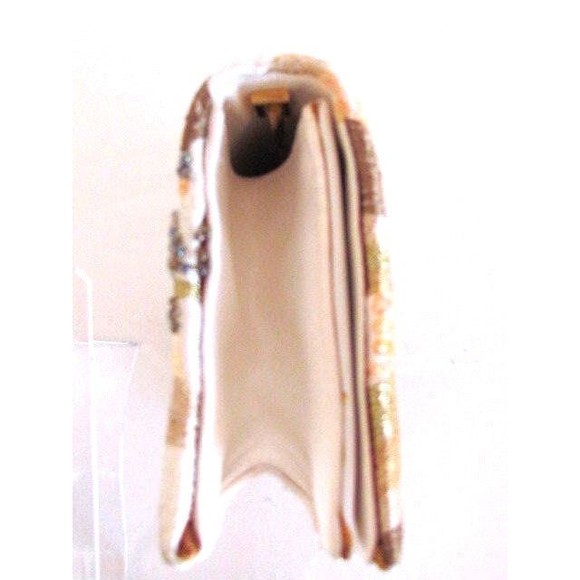 Women'Handbags FRANCHI MULTI COLOR CLUTCH/ GOLD TONE CHAIN SHOULDER STRAP - Picture 8 of 13